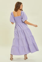 Load image into Gallery viewer, HEYSON Puff Sleeve Tiered Ruffled Poplin Dress
