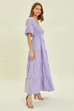 Load image into Gallery viewer, HEYSON Puff Sleeve Tiered Ruffled Poplin Dress
