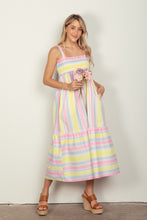 Load image into Gallery viewer, VERY J Striped Woven Smocked Midi Cami Dress
